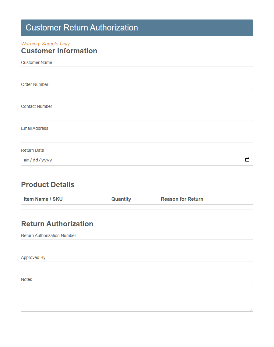 Retail Customer Special Order Form PDF Samples