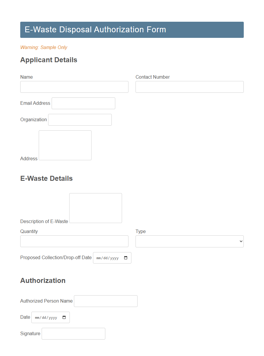 Scrap/Waste Disposal Request Form PDF Samples