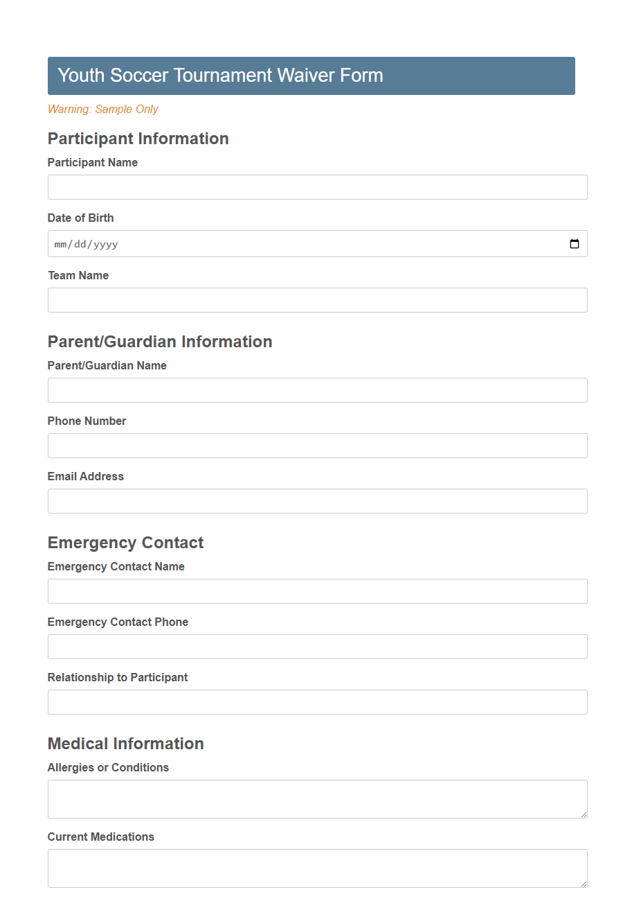 Sports Event Waiver Form Template PDF Samples