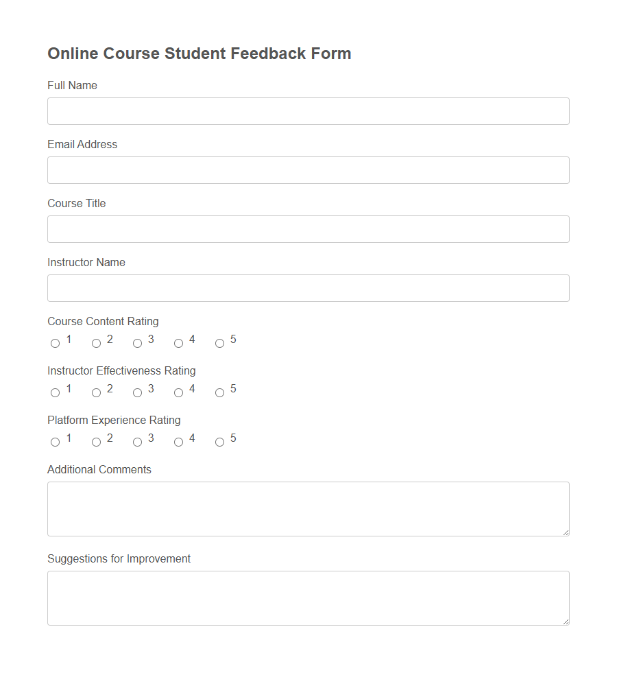 Student Feedback Form PDF Samples