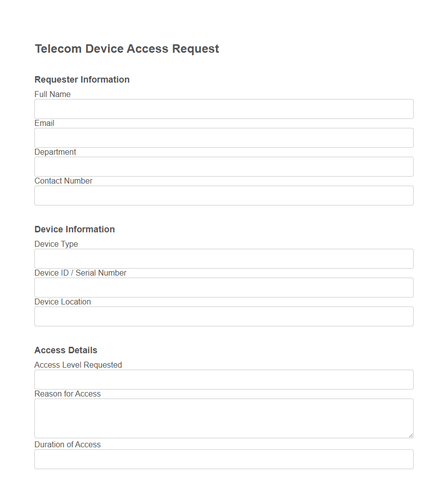 Telecom User Authorization Form PDF Samples