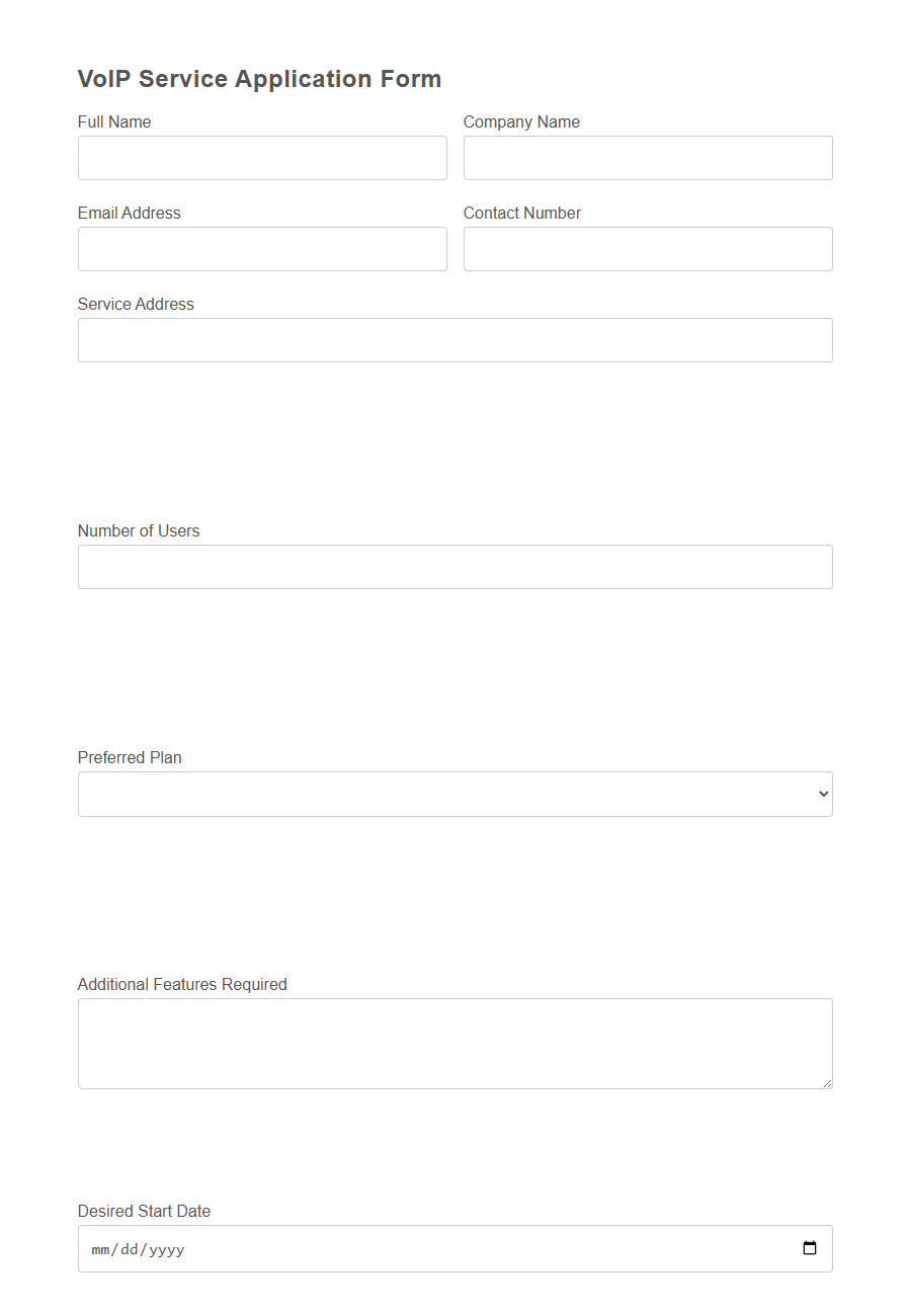 Telecommunication Service Application Form PDF Samples