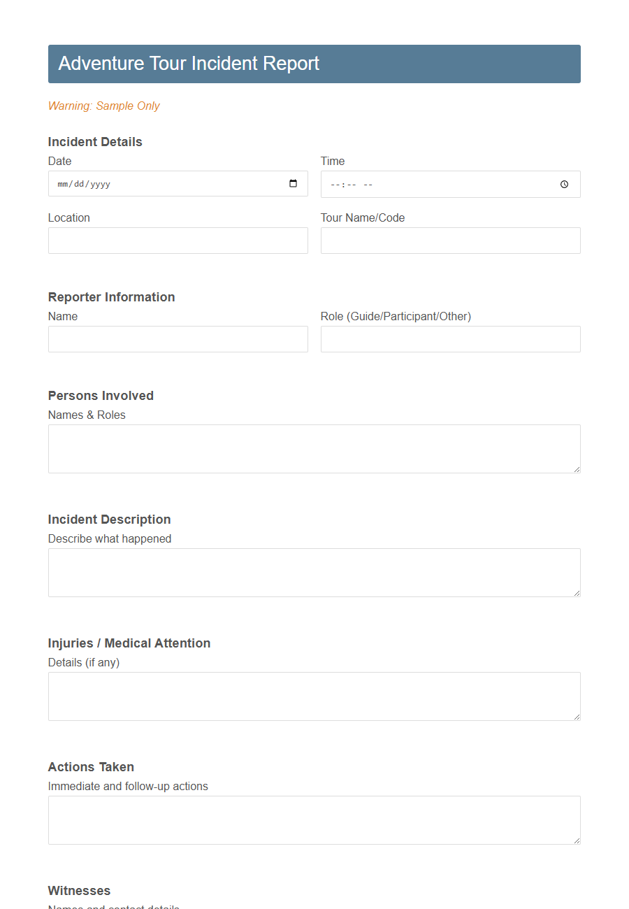 Tourism Customer Complaint Form Template PDF Samples