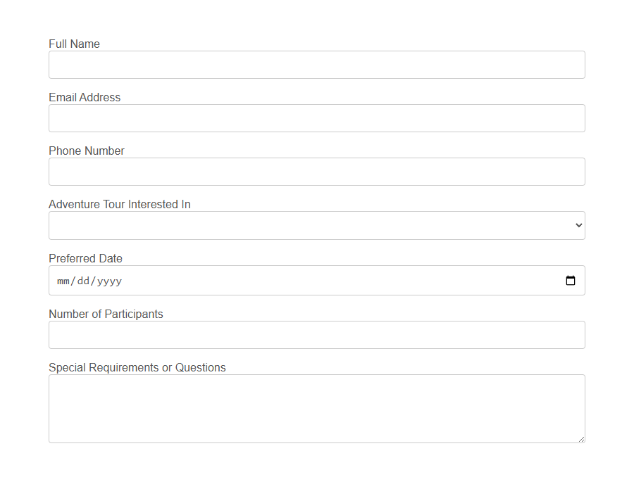 Tourist Information Request Form Template PDF Samples