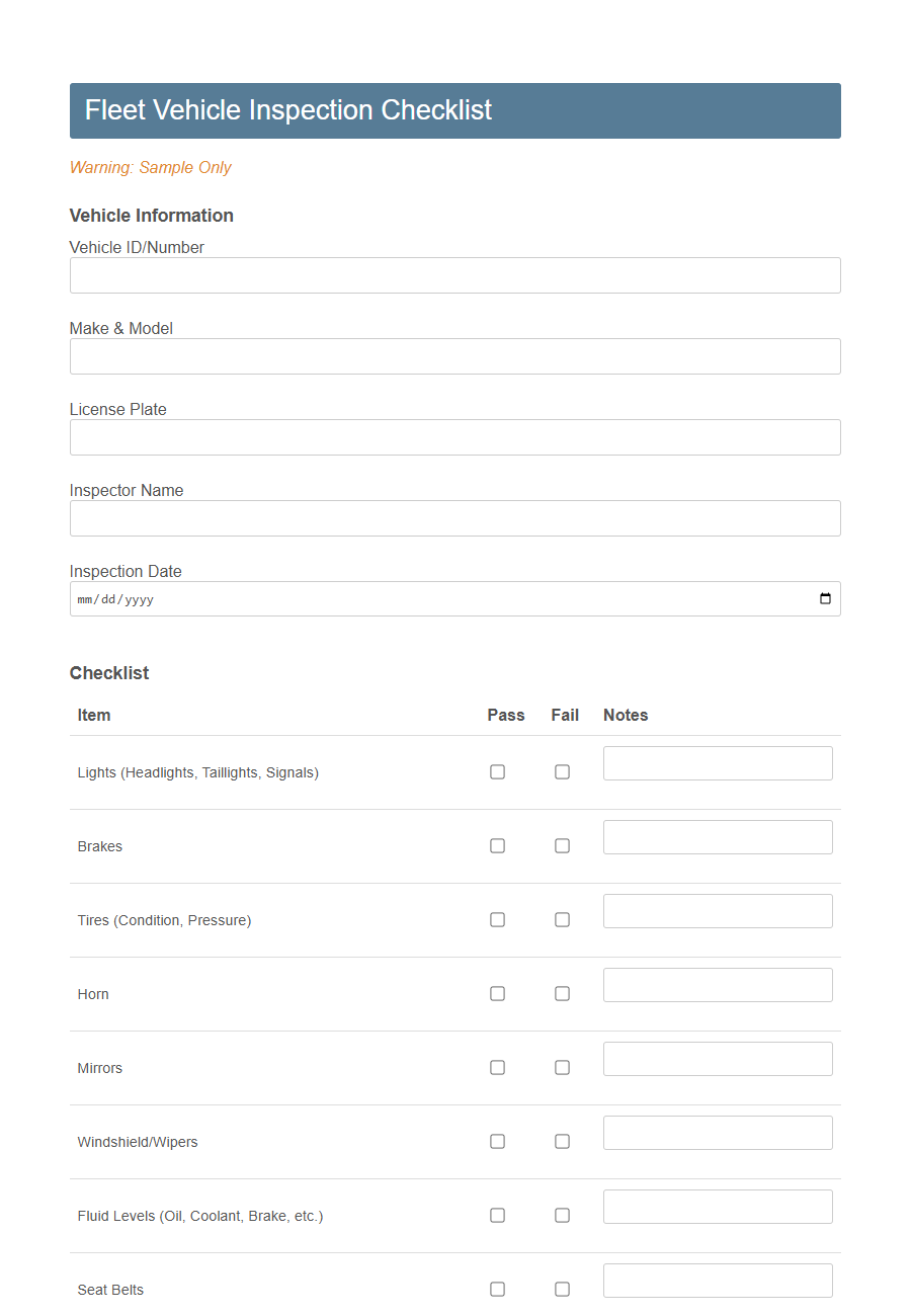 Vehicle Maintenance Log Form Template PDF Samples