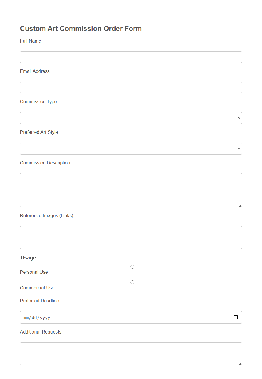 Art Printing Order Form Template PDF Samples