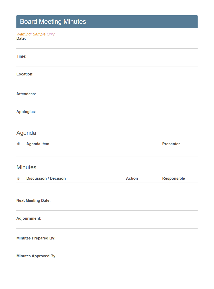 Board Resolution Form (Corporate Legal Template) PDF Samples