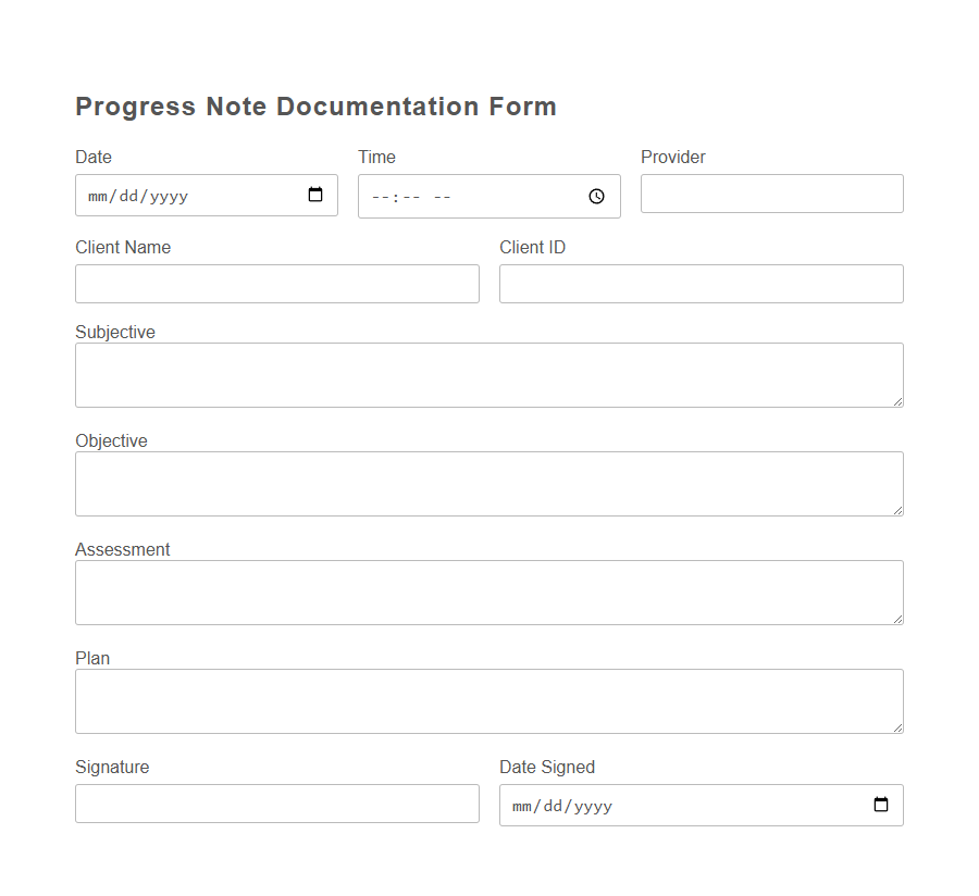 Case Note Documentation Form Template PDF Samples