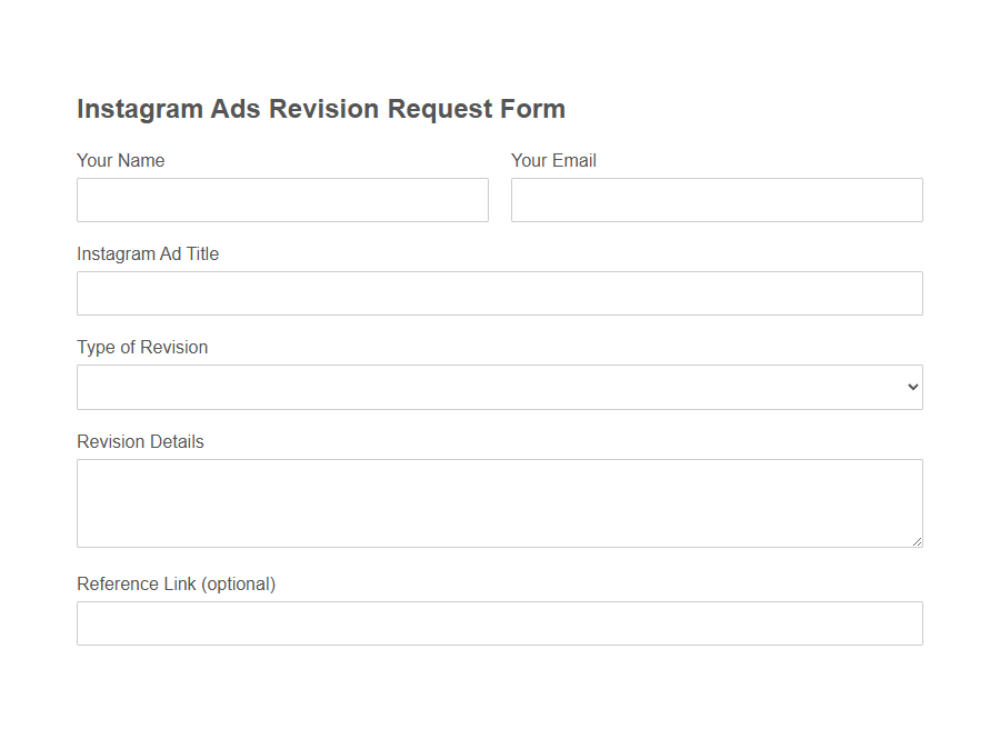 Creative Revision Request for Ads Form PDF Samples