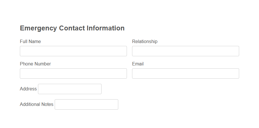 Emergency Contact Information Form Template PDF Samples