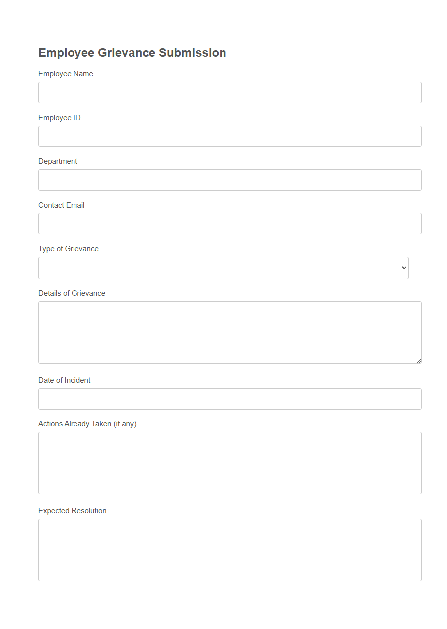 Employee Complaint Form Template PDF Samples