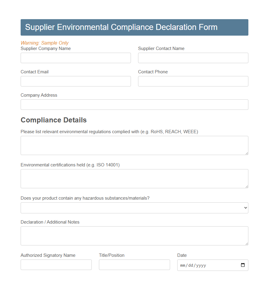 Environmental Sustainable Procurement Form PDF Samples