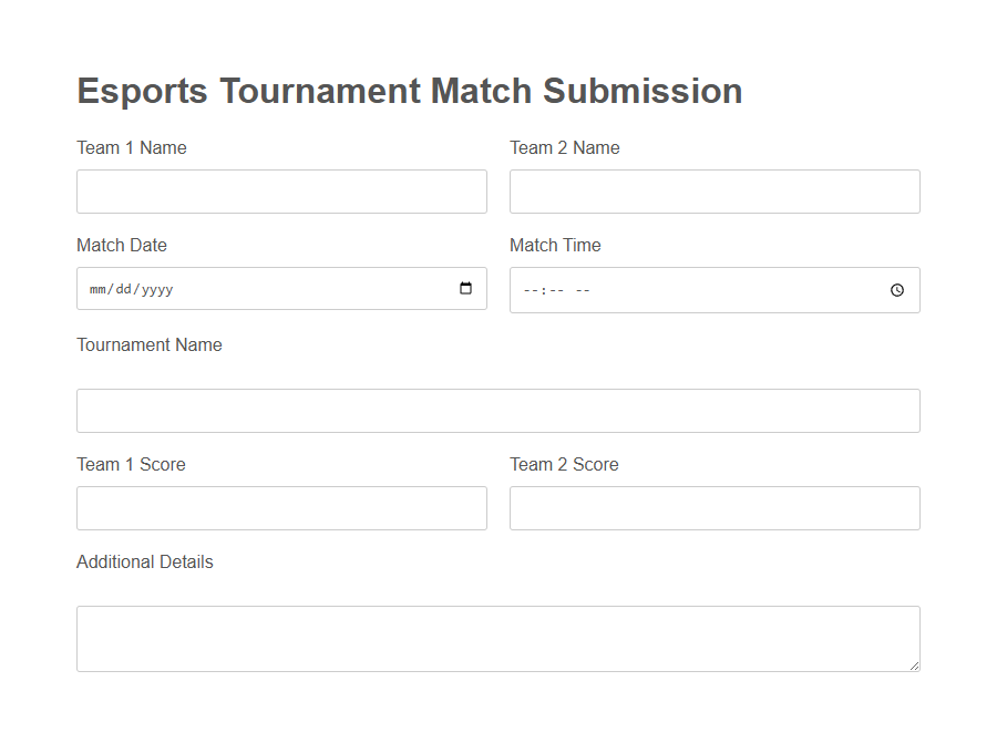 Game Score Submission Form PDF Samples