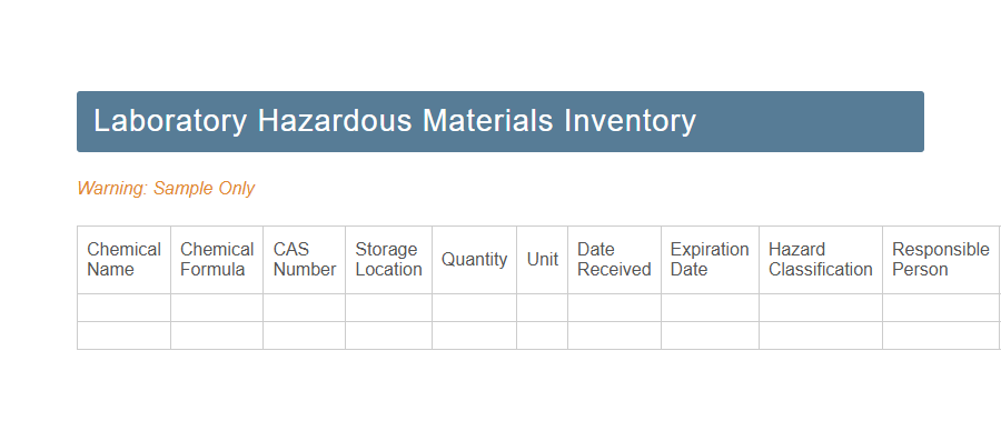 Hazardous Materials Inventory Form PDF Samples