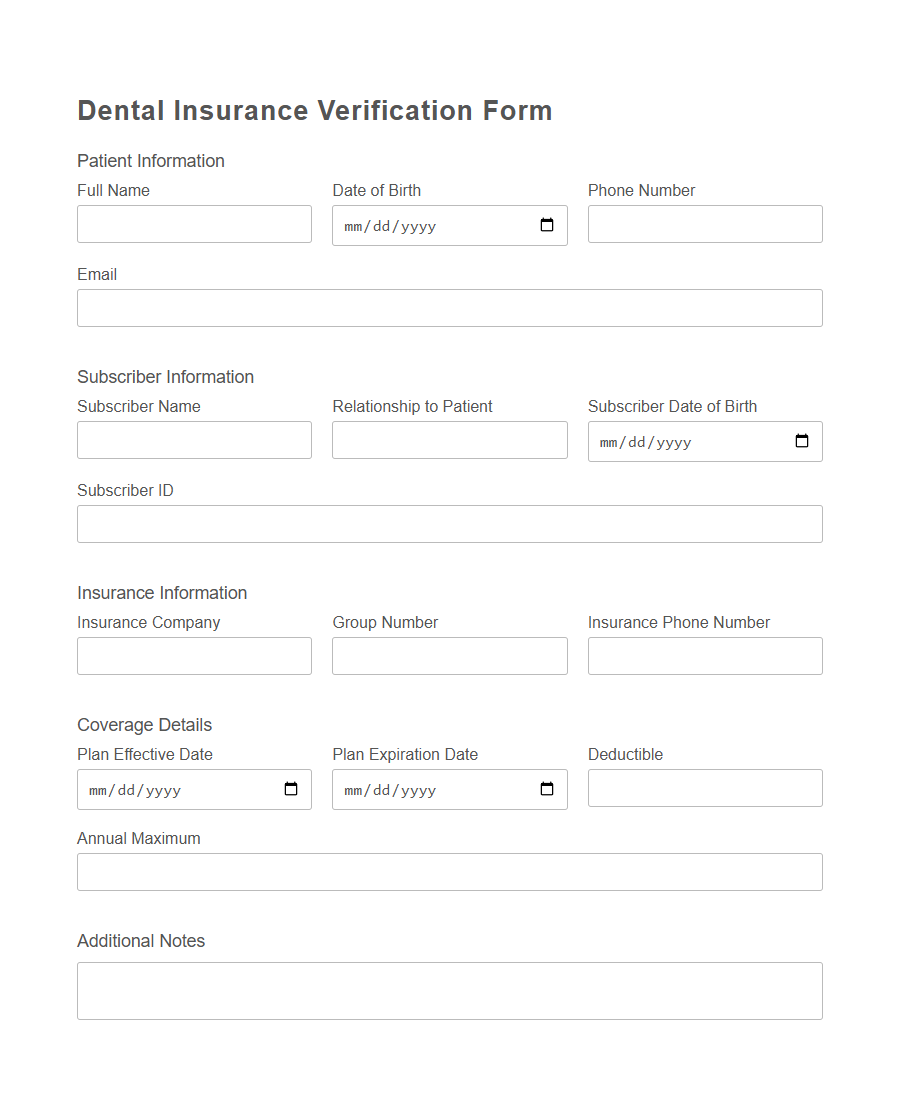 Insurance Verification Form Template PDF Samples