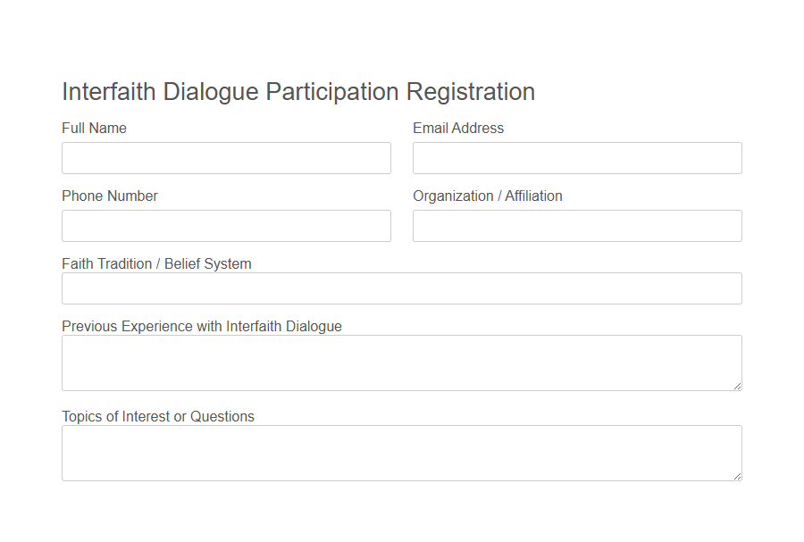 Interfaith Dialogue Participation Form Template PDF Samples