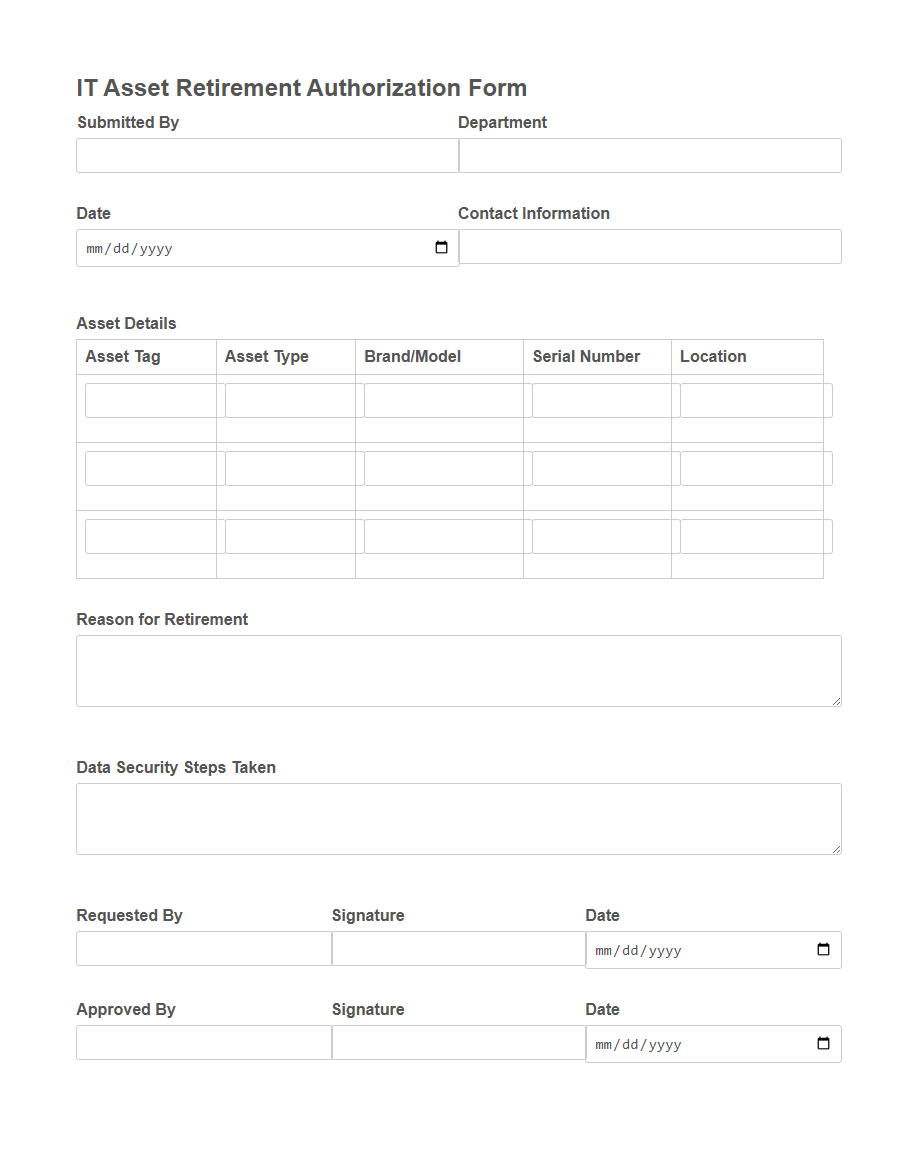 IT Equipment Disposal Form PDF Samples