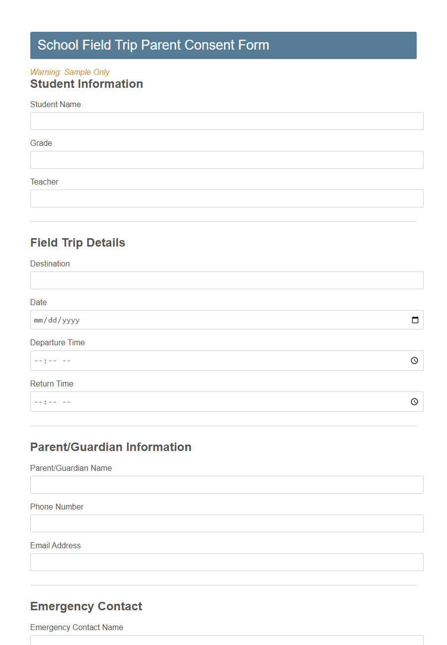 Parent Consent Form Template PDF Samples