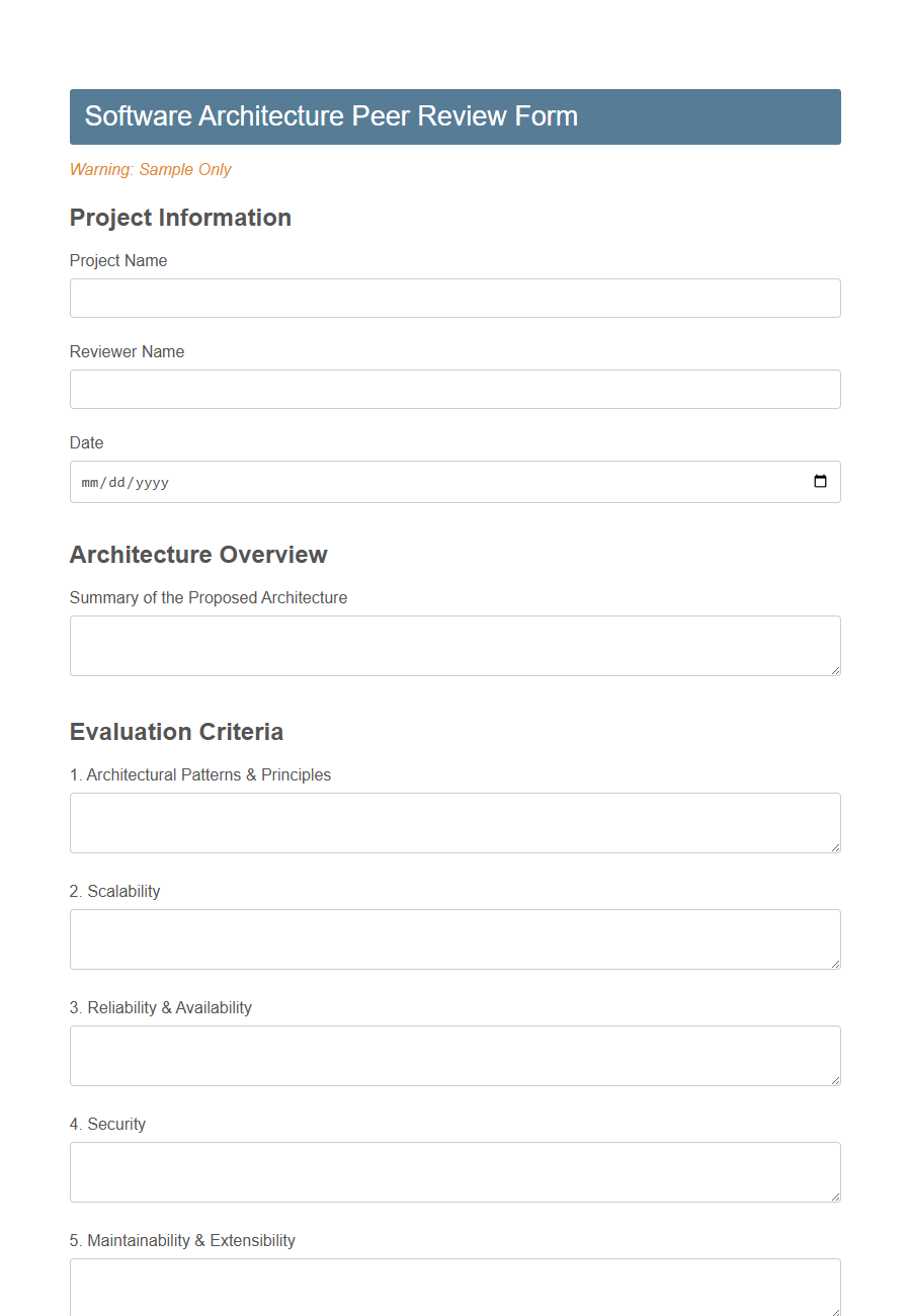 Peer Design Review Form Template PDF Samples