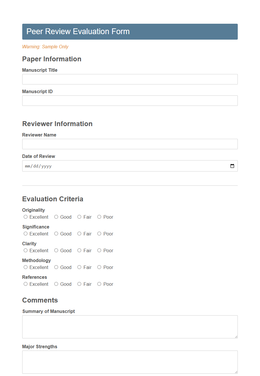 Peer Review Evaluation Form Template PDF Samples