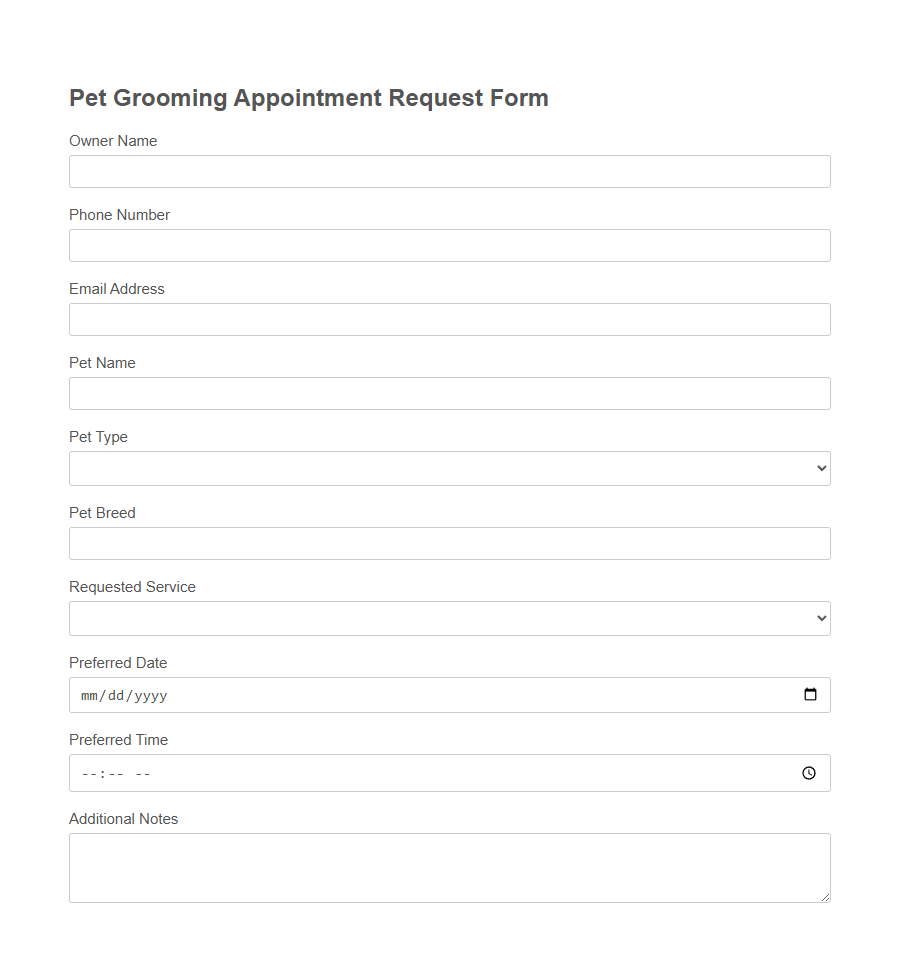 Service Appointment Request Form PDF Samples