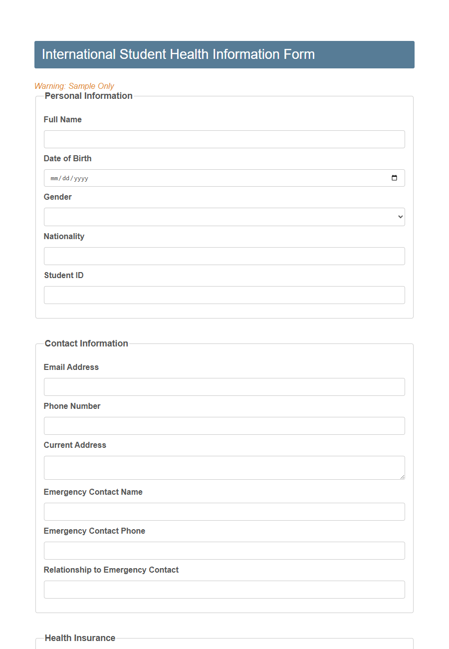 Student Health Information Form Template PDF Samples