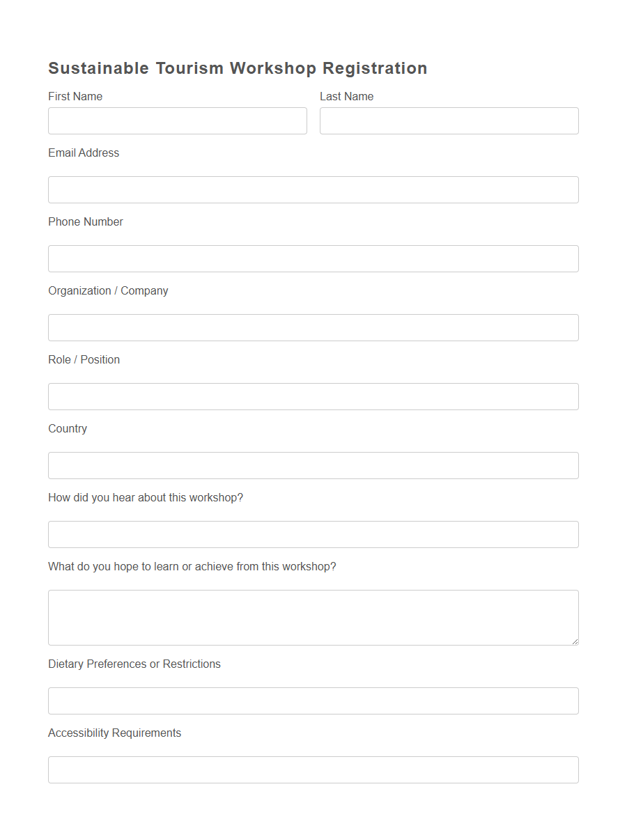 Tourism Event Registration Form Template PDF Samples