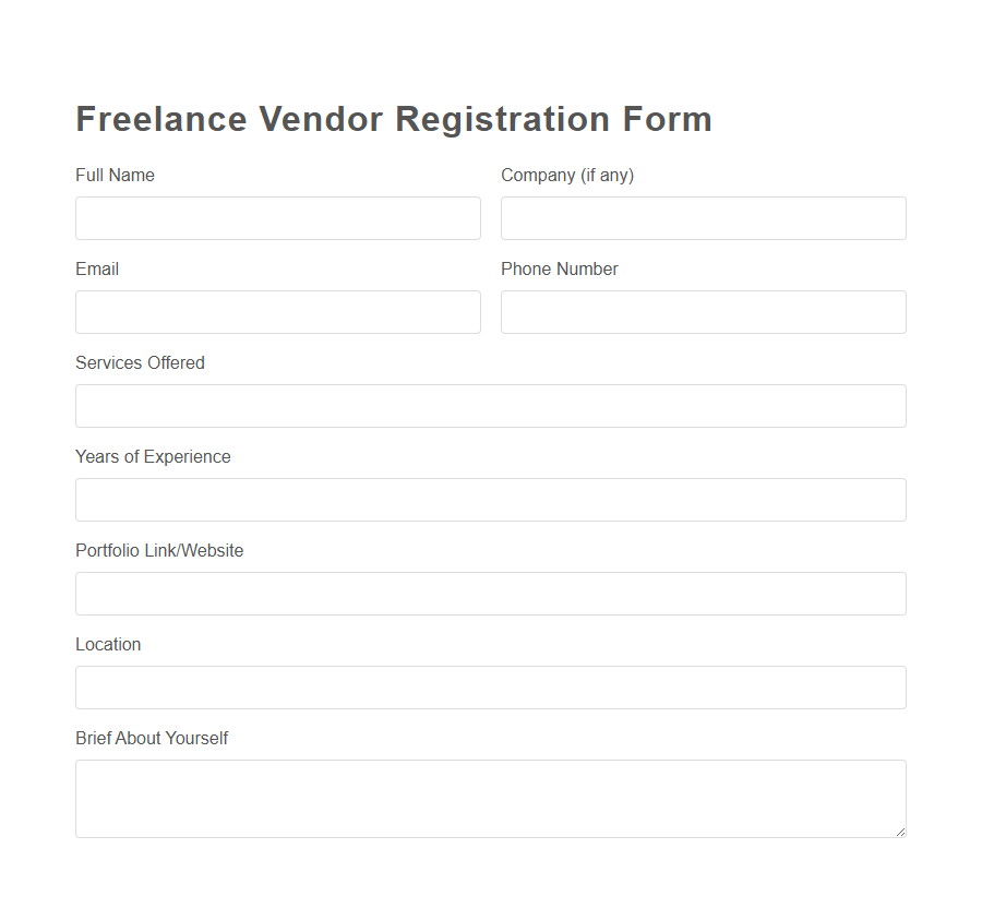 Vendor Registration Form PDF Samples