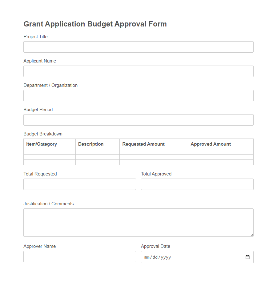 Budget Approval Form Template PDF Samples