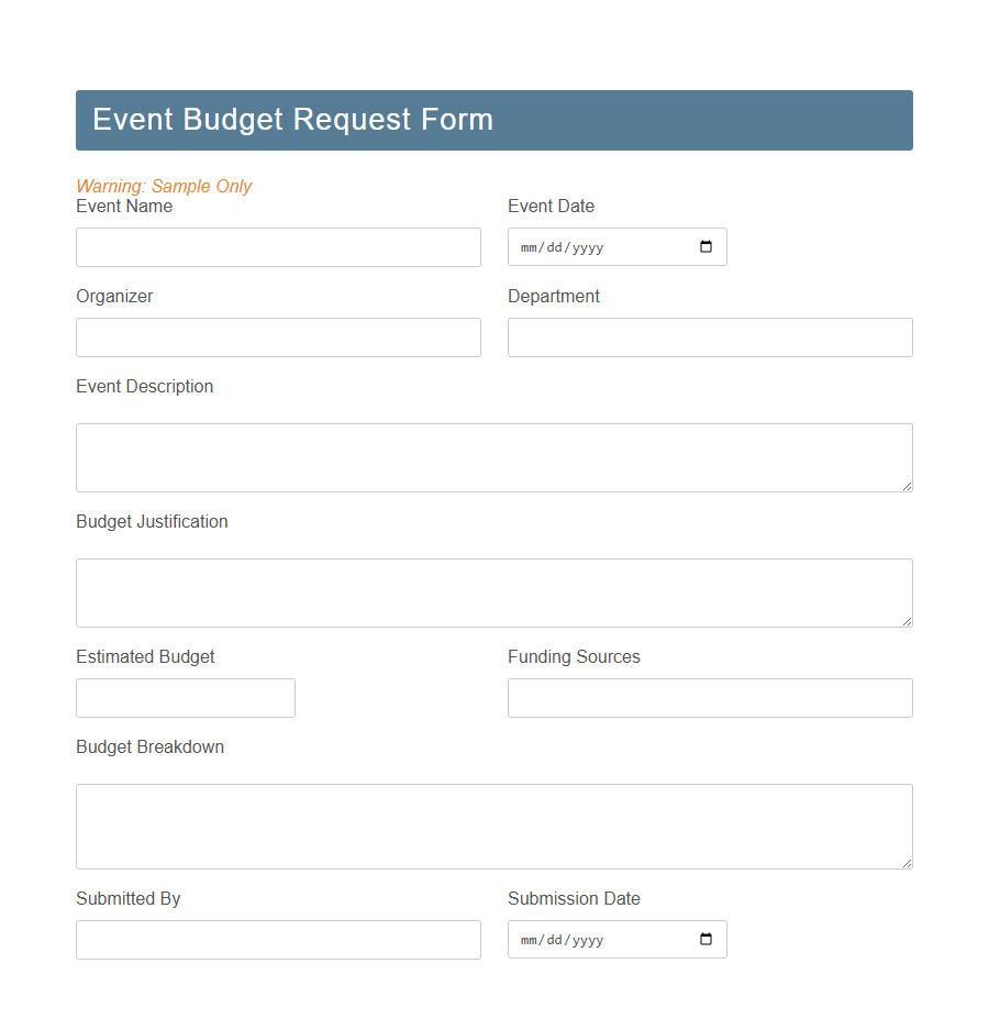 Budget Request Form PDF Samples