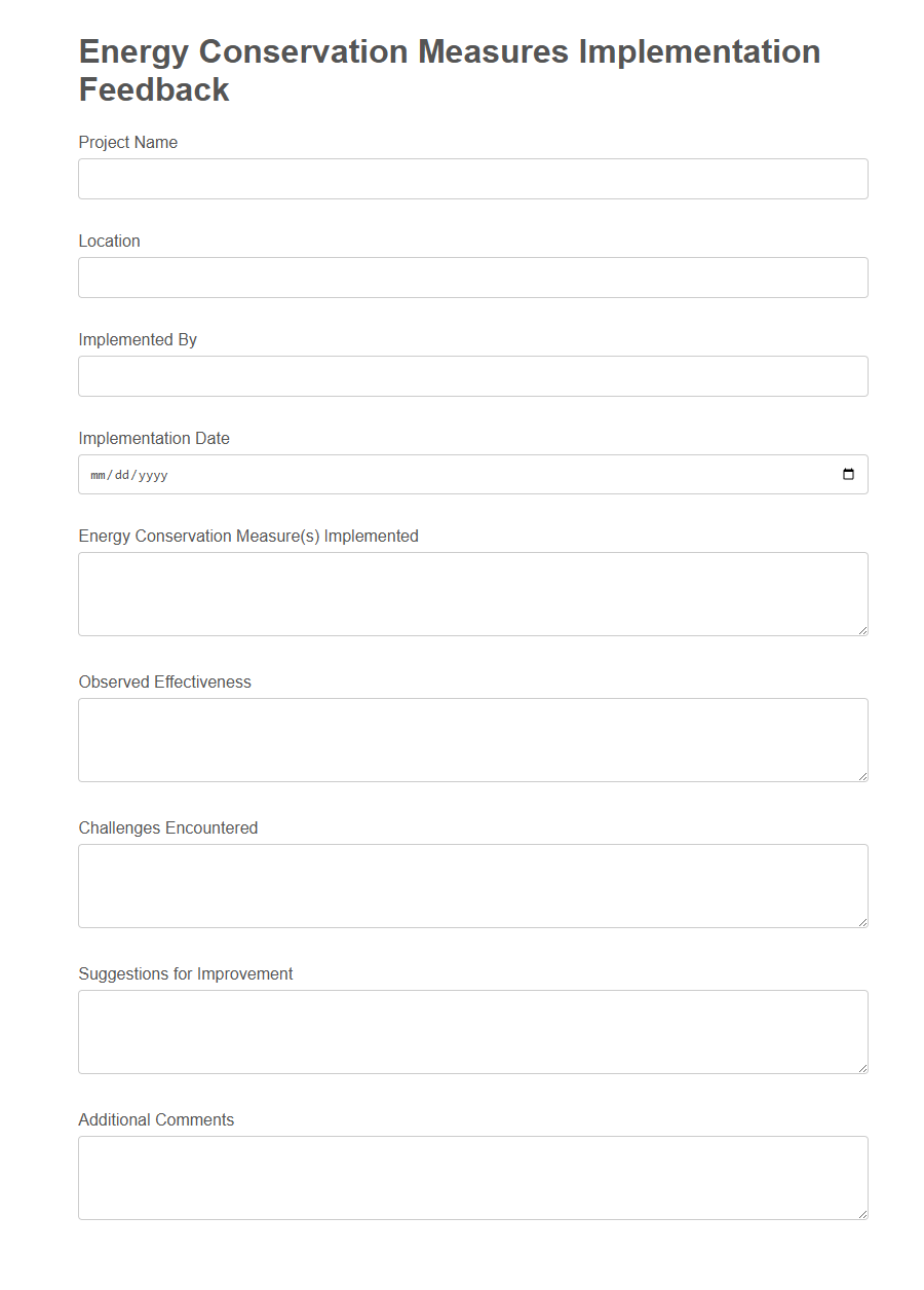 Energy Conservation Measures Feedback Form PDF Samples