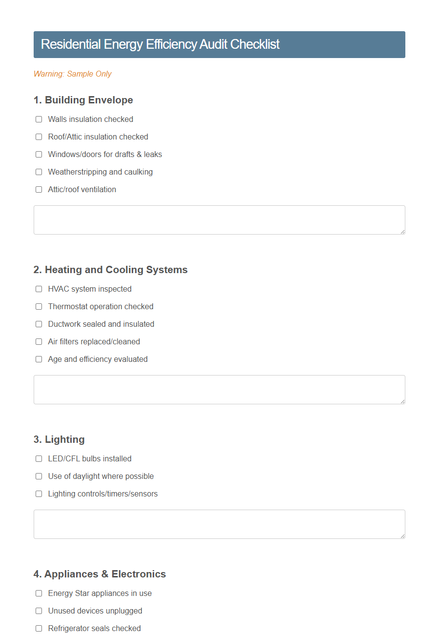 Energy Efficiency Audit Form PDF Samples