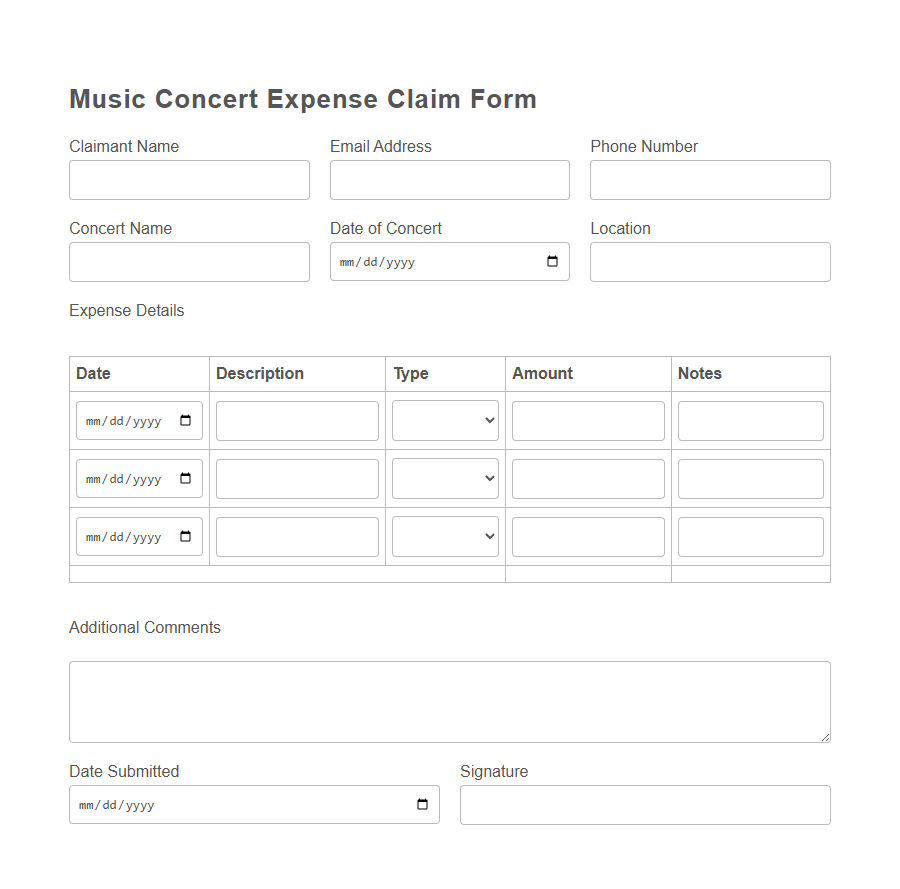 Entertainment Expense Claim Form Template PDF Samples