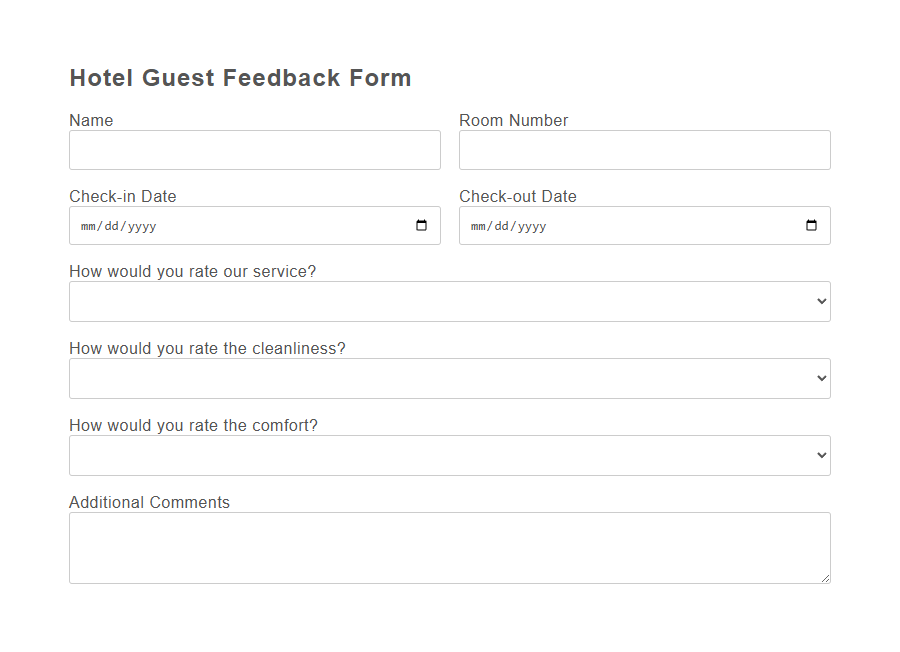 Guest Feedback Form Template PDF Samples