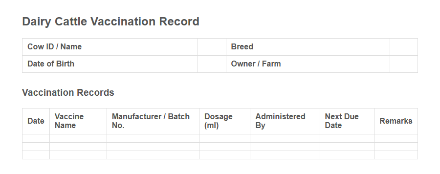 Livestock Health Check Form Template PDF Samples