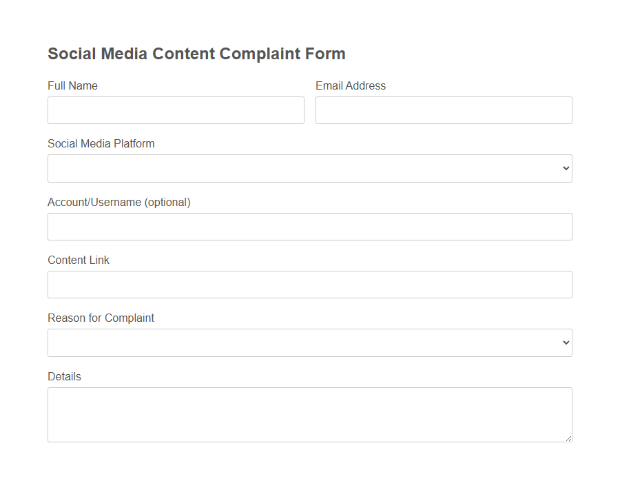 Media Complaint Submission Form PDF Samples