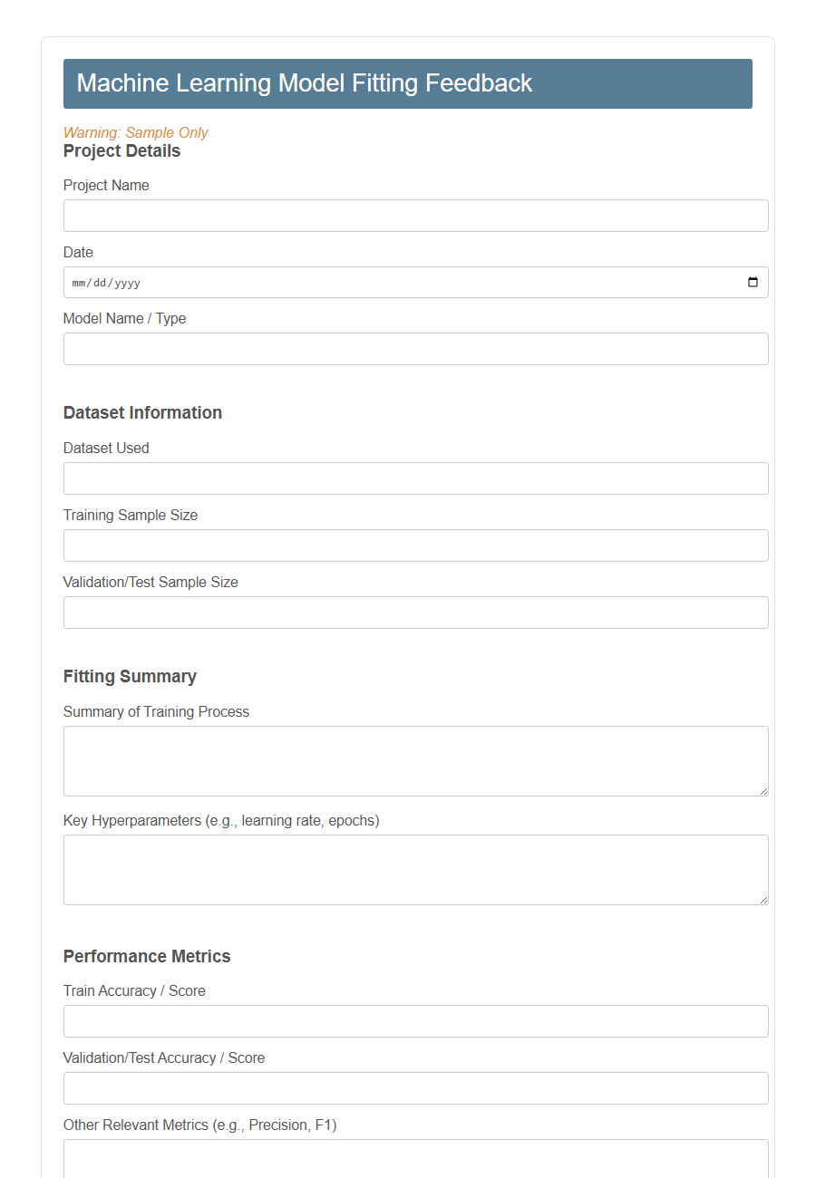 Model Fitting Feedback Form PDF Samples