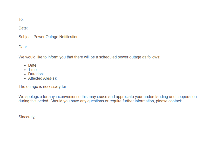 Power Outage Incident Report Form Template PDF Samples