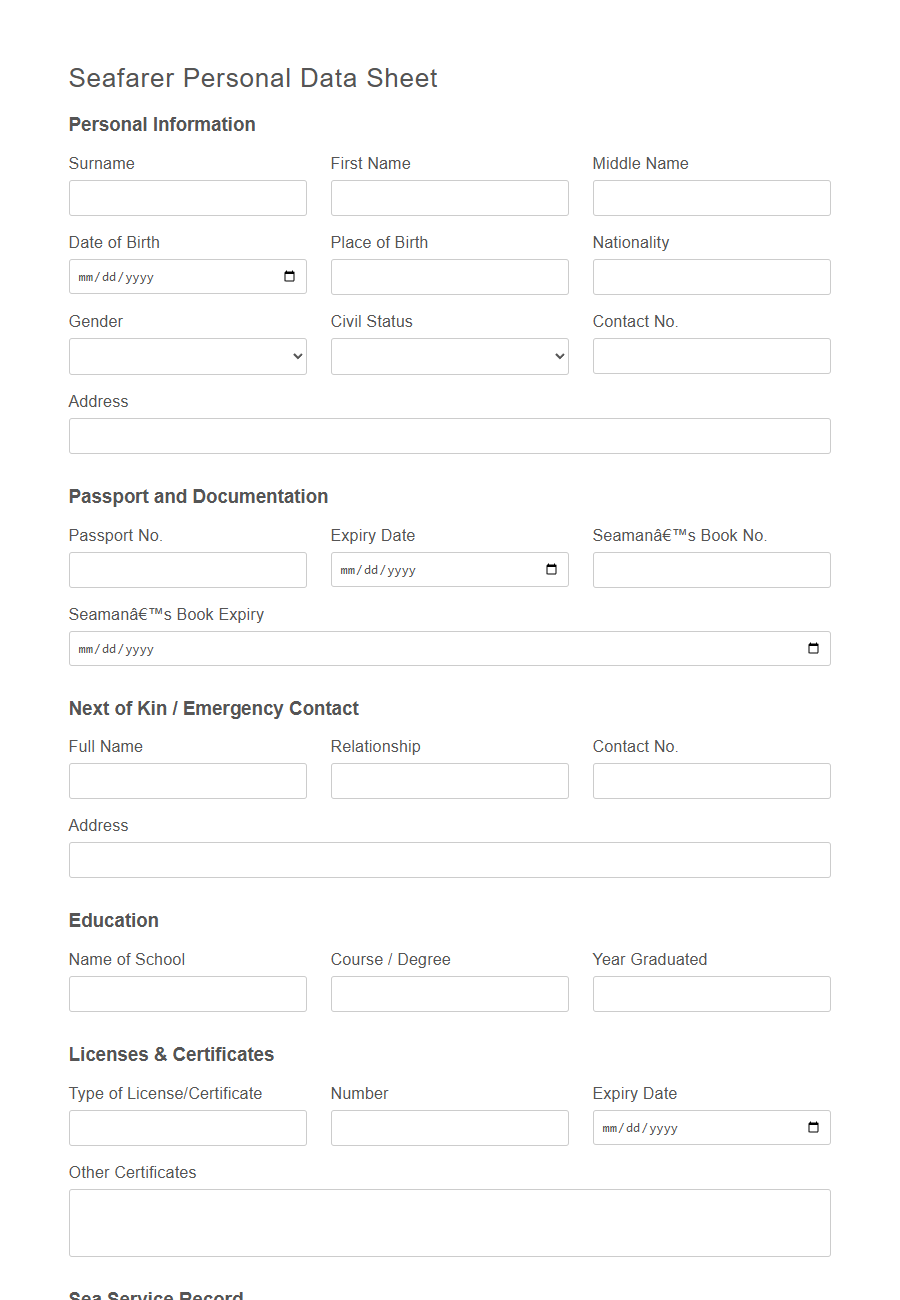 Ship Crew Sign-On/Sign-Off Form Template PDF Samples