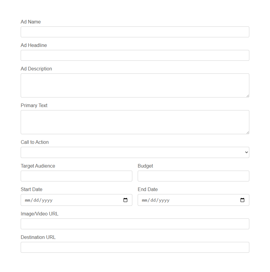 Social Media Ad Submission Form PDF Samples