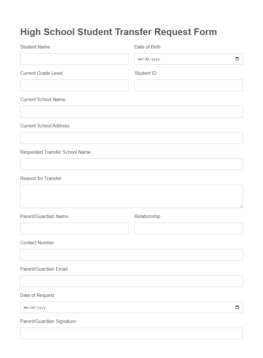 Student Transfer Request Form PDF Samples