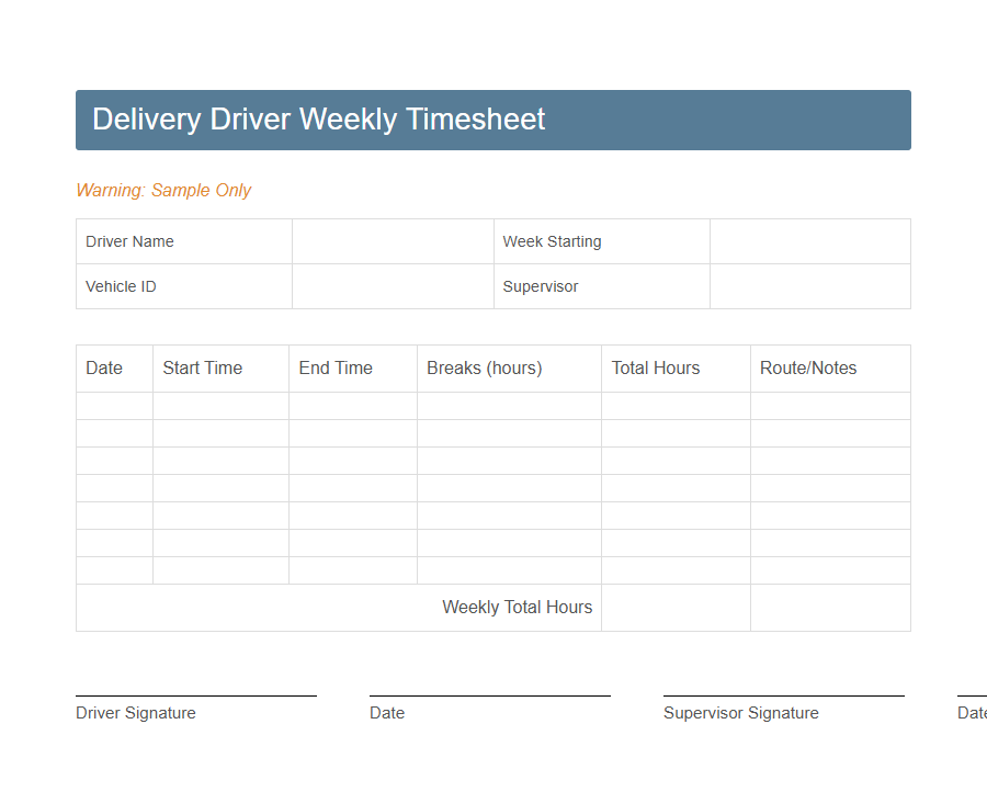 Transport Employee Timesheet Form Template PDF Samples