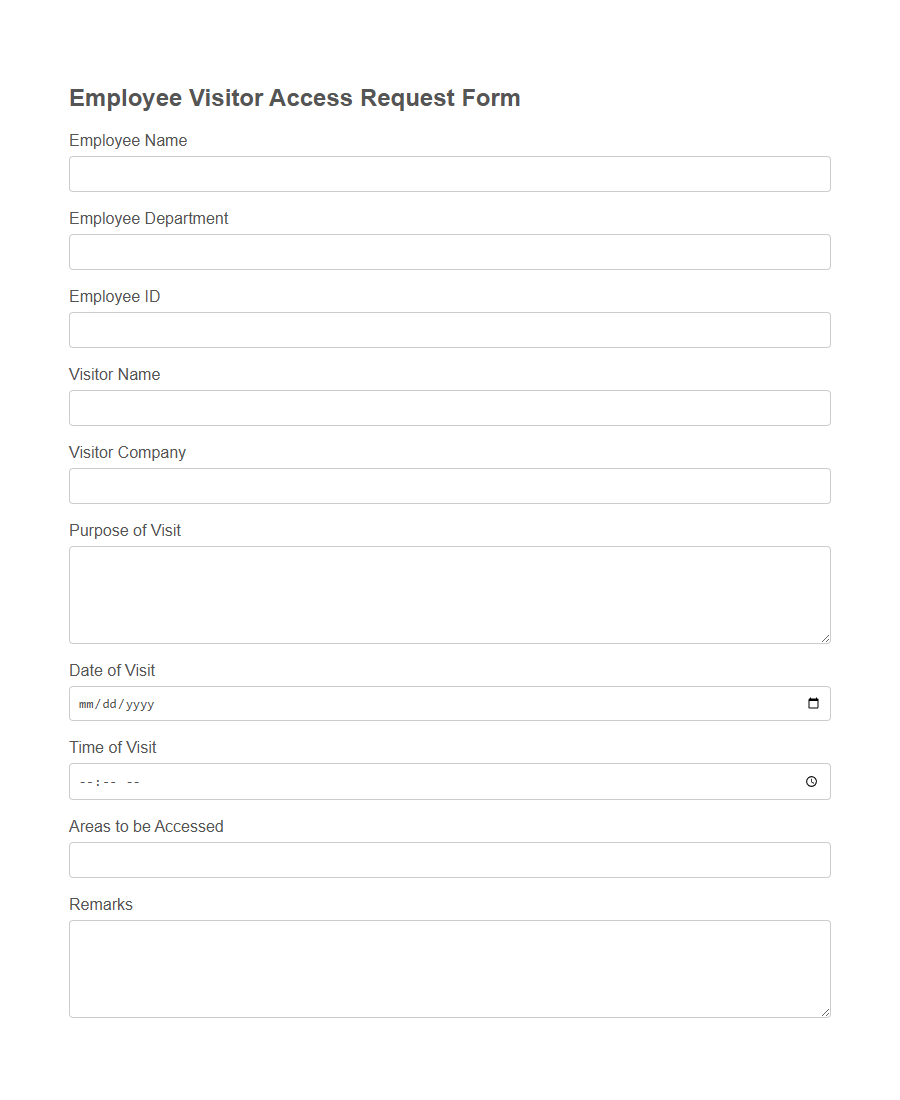 Visitor Access Request Form PDF Samples