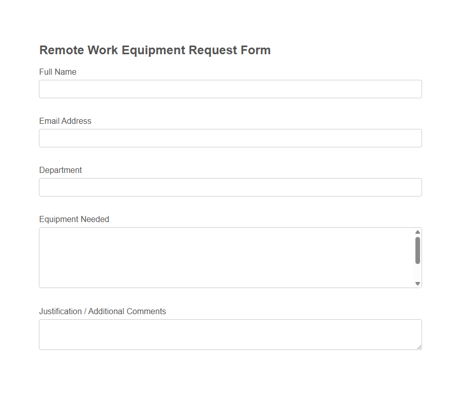 Work Equipment Request Form Template PDF Samples