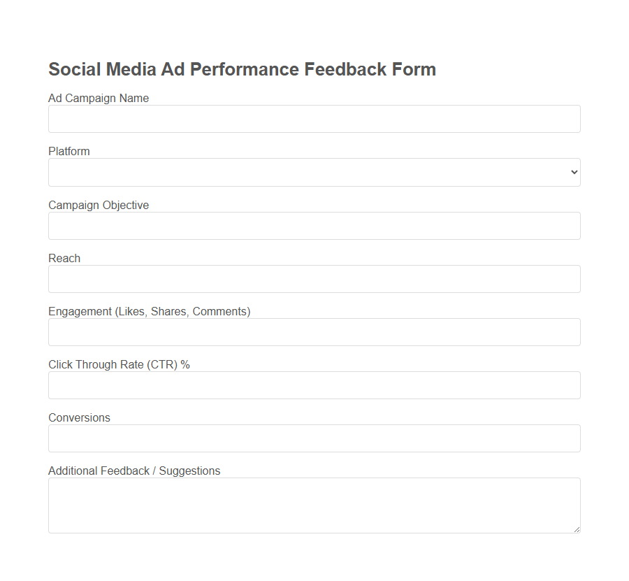 Ad Performance Feedback Form PDF Samples