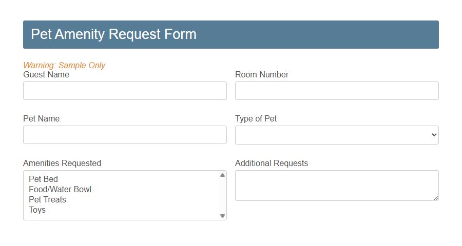 Amenity Request Form Template PDF Samples