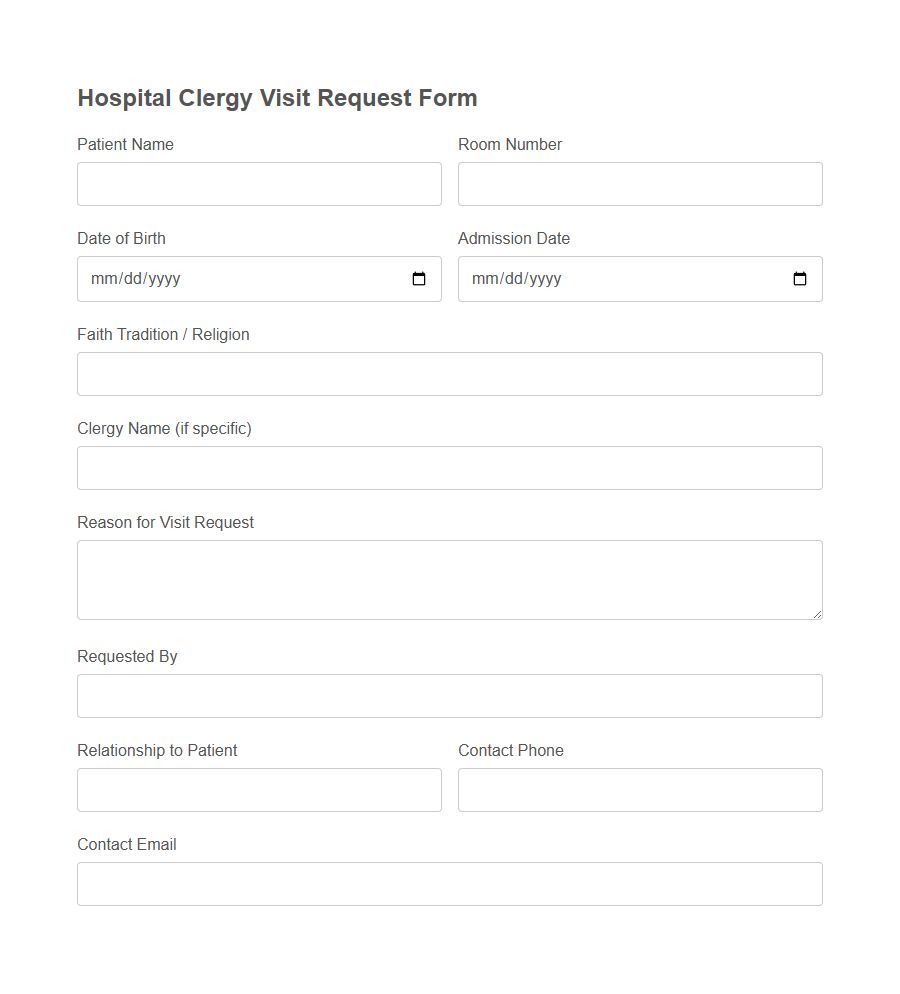 Clergy Visit Request Form Template PDF Samples