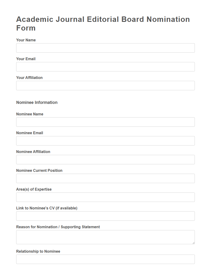 Editorial Board Nomination Form PDF Samples