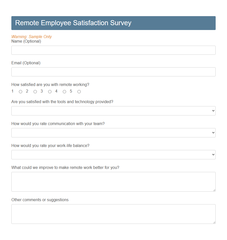 Employee Satisfaction Survey Form PDF Samples