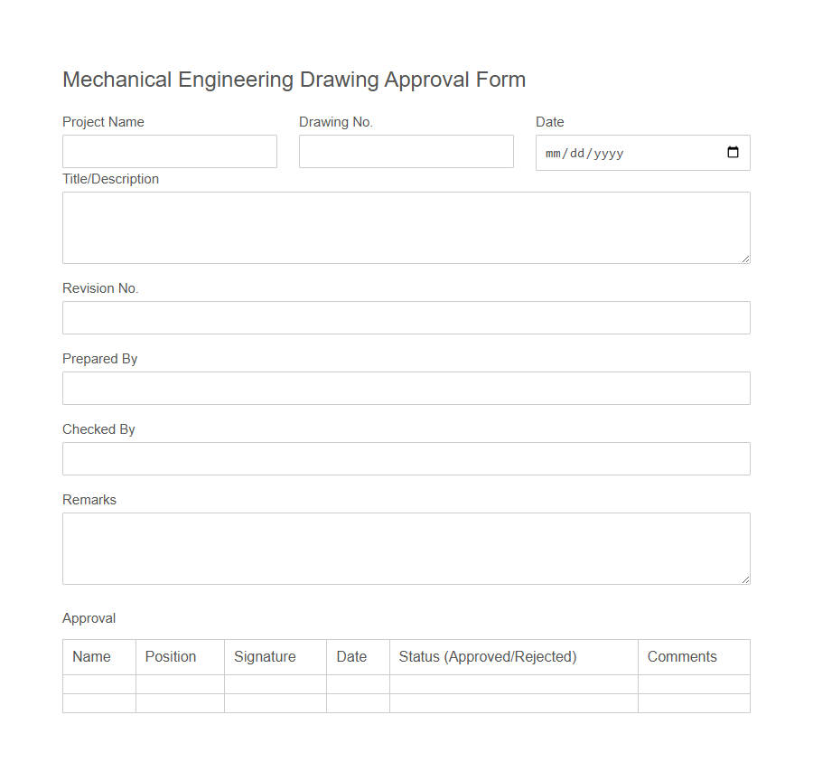 Engineering Drawing Approval Form PDF Samples